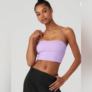 ALO Yoga Goddess Ribbed Bandeau Top Violet Skies Size: M